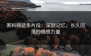 黑料网这条片段：深刻记忆，长久回荡的情感力量