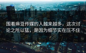 围着麻豆传媒的人越来越多，这次讨论之所以猛，是因为细节实在压不住