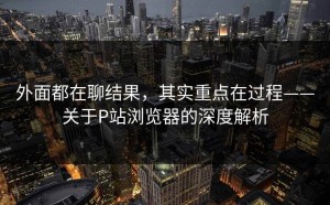 外面都在聊结果，其实重点在过程——关于P站浏览器的深度解析